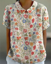 Abbie | Blouse with Pastoral Floral Print