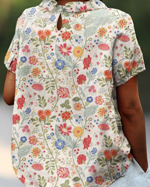 Abbie | Blouse with Pastoral Floral Print
